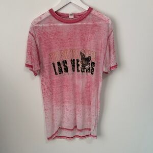 Vintage Las Vegas Graphic T-Shirt Red Burnout Medium